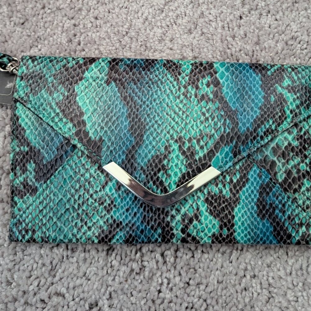 Massimo Blue Green Snake Clutch